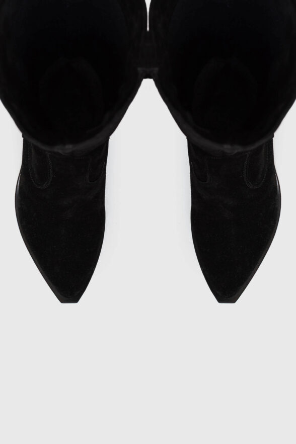 Високі приталені козаки з застібкою та прямим верхом