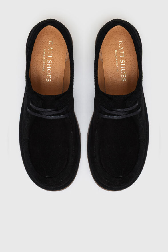 Чорні дербі з акцентом на підошву зі шкірою